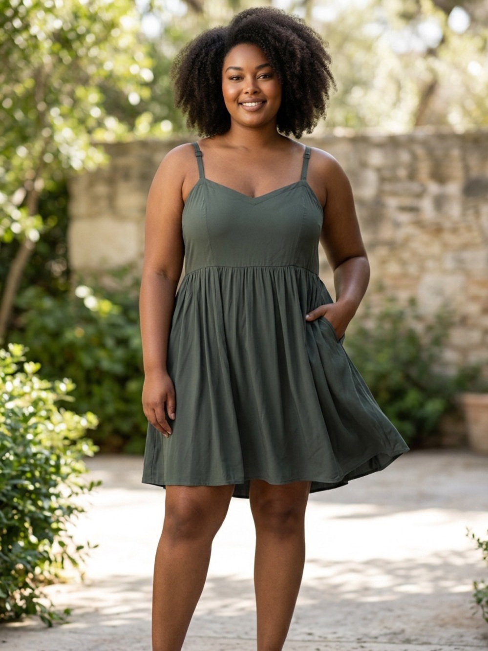 TORRID plus size  Olive Green Spaghetti Strap Sundress size 1